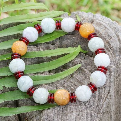 Alternate image for Colorful Bohemian Jade and Carnelian Beaded Stretch Bracelet Honey Charm