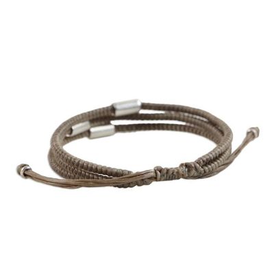 Alternate image for Thai Silver Braided Bracelet Hill Tribe Friend in Khaki