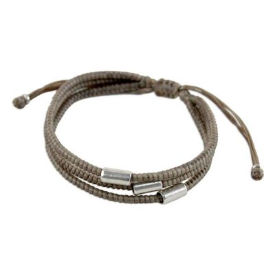 Alternate image for Thai Silver Braided Bracelet Hill Tribe Friend in Khaki