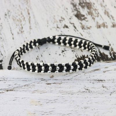Alternate image for Silver accent wristband bracelet Thai Stars