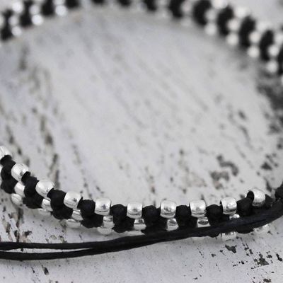 Alternate image for Silver accent wristband bracelet Thai Stars