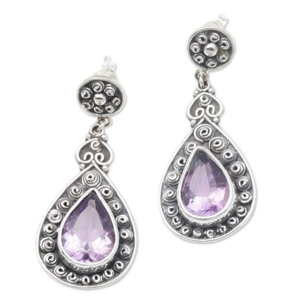Alternate image for 10-Carat Amethyst Dangle Earrings from Java Royal Tears