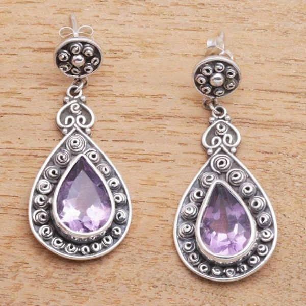Alternate image for 10-Carat Amethyst Dangle Earrings from Java Royal Tears