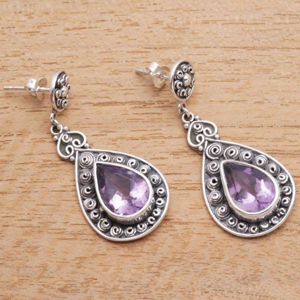 Alternate image for 10-Carat Amethyst Dangle Earrings from Java Royal Tears