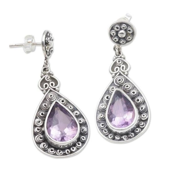 Alternate image for 10-Carat Amethyst Dangle Earrings from Java Royal Tears