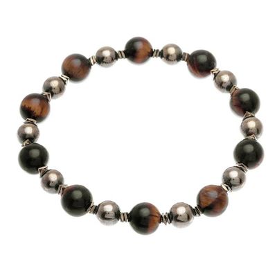 Alternate image for Tigers Eye and Hematite Beaded Stretch Bracelet Tiger Charm