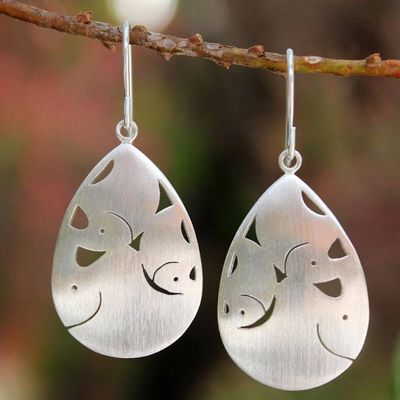 Alternate image for Fair Trade Sterling Silver Dangle Earrings Elephant Cuddles