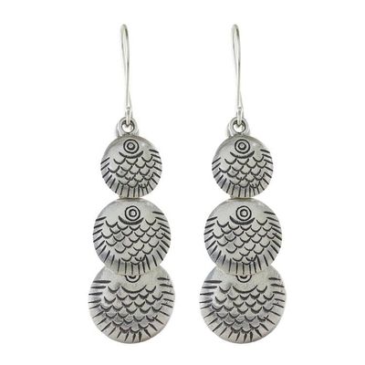 Alternate image for Karen Silver Dangle Earrings with Scale Motifs Karen Scales