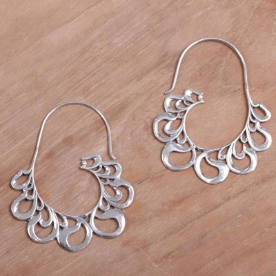 Alternate image for Sterling Silver Paisley Motif Half-Hoop Earrings from Bali Paisley Majesty