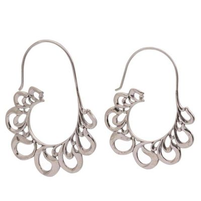 Alternate image for Sterling Silver Paisley Motif Half-Hoop Earrings from Bali Paisley Majesty