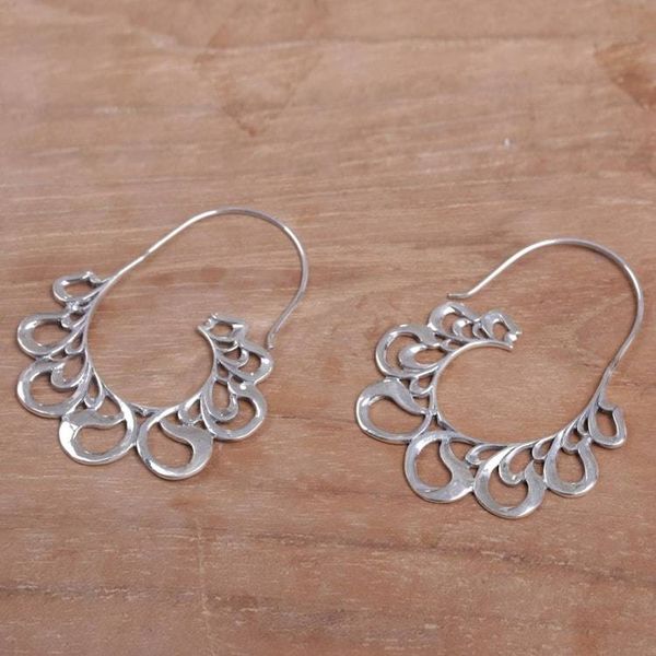 Alternate image for Sterling Silver Paisley Motif Half-Hoop Earrings from Bali Paisley Majesty