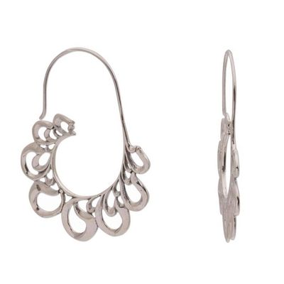 Alternate image for Sterling Silver Paisley Motif Half-Hoop Earrings from Bali Paisley Majesty