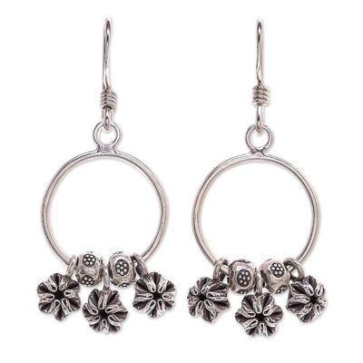 Alternate image for Sterling and Karen Silver Flower Charm Dangle Earrings Flower Trio