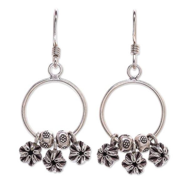 Alternate image for Sterling and Karen Silver Flower Charm Dangle Earrings Flower Trio