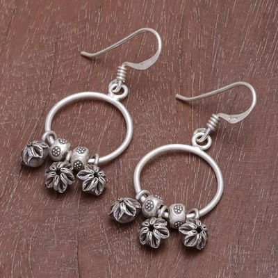 Alternate image for Sterling and Karen Silver Flower Charm Dangle Earrings Flower Trio