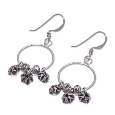 Alternate image for Sterling and Karen Silver Flower Charm Dangle Earrings Flower Trio