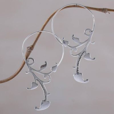 Alternate image for 925 Sterling Silver Dotted Half-Hoop Earrings from Bali Dotted Vines