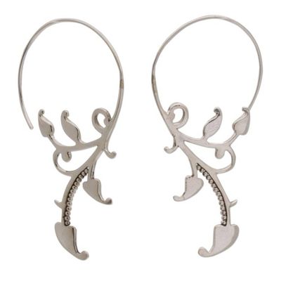 Alternate image for 925 Sterling Silver Dotted Half-Hoop Earrings from Bali Dotted Vines