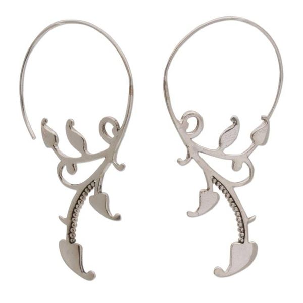 Alternate image for 925 Sterling Silver Dotted Half-Hoop Earrings from Bali Dotted Vines