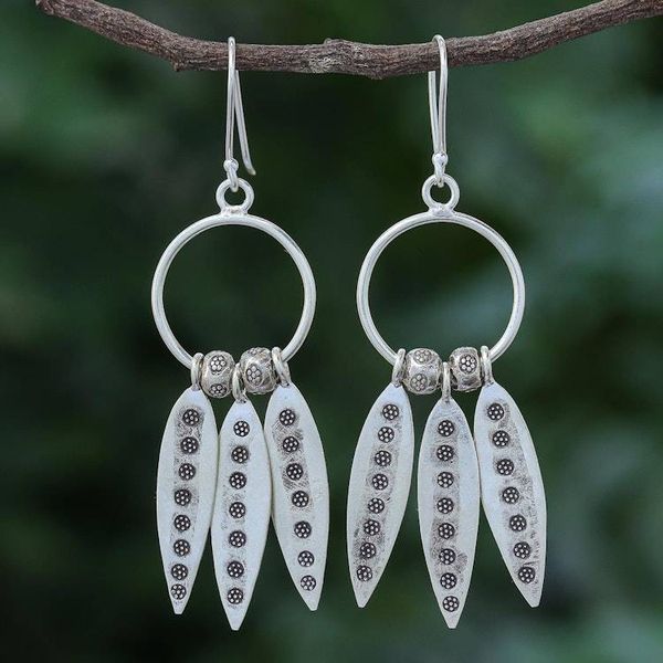 Alternate image for Hand Made Sterling and Karen Silver Dangle Earrings Forest Friends