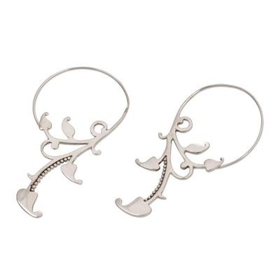 Alternate image for 925 Sterling Silver Dotted Half-Hoop Earrings from Bali Dotted Vines