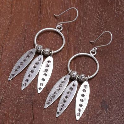 Alternate image for Hand Made Sterling and Karen Silver Dangle Earrings Forest Friends