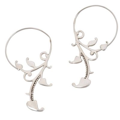 Alternate image for 925 Sterling Silver Dotted Half-Hoop Earrings from Bali Dotted Vines