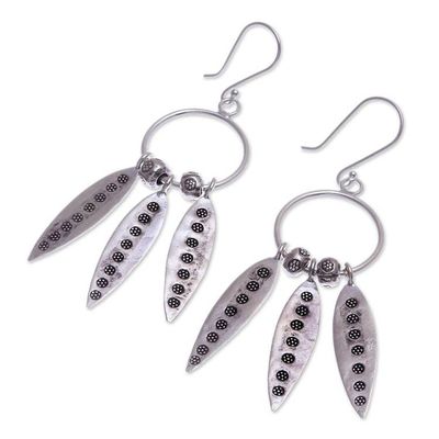 Alternate image for Hand Made Sterling and Karen Silver Dangle Earrings Forest Friends