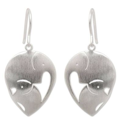 Alternate image for Sterling Silver Dangle Earrings from Thailand Loving Elephants