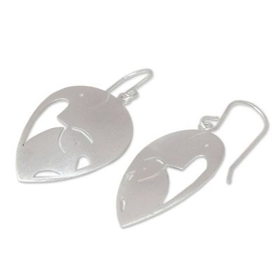 Alternate image for Sterling Silver Dangle Earrings from Thailand Loving Elephants