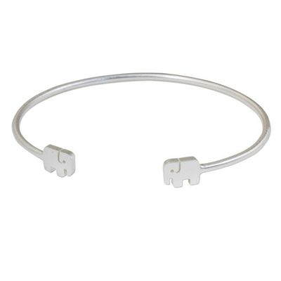 Alternate image for Thai Artisan Jewelry Sterling Silver Cuff Elephant Bracelet Loyal Elephants