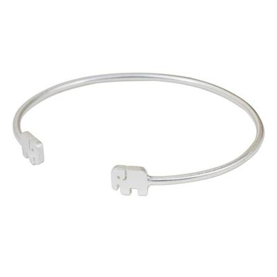 Alternate image for Thai Artisan Jewelry Sterling Silver Cuff Elephant Bracelet Loyal Elephants