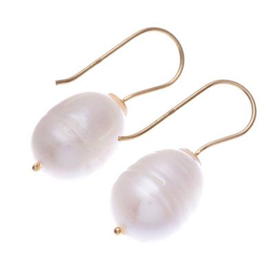 Alternate image for Classic 18k Gold-Plated Cultured Pearl Drop Earrings Timeless Flair
