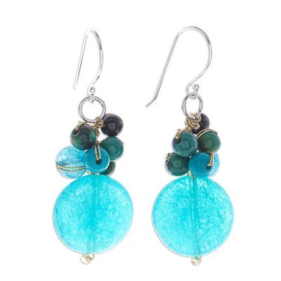 Alternate image for Multi-stone Turquoise Colored Dangle Earrings from Thailand Cyan Baubles