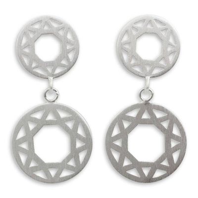 Alternate image for Fair Trade Brushed Sterling Silver Geometric Earrings Geometric