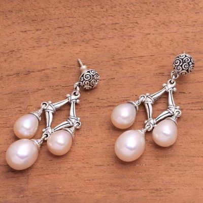 Alternate image for Cultured Pearl Chandelier Earrings from Bali Bamboo Glow