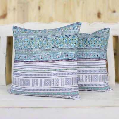 Alternate image for Cotton Blend Cushion Covers Woven by Hmong Artisans Pair Hmong Sky