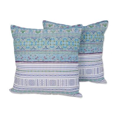 Alternate image for Cotton Blend Cushion Covers Woven by Hmong Artisans Pair Hmong Sky