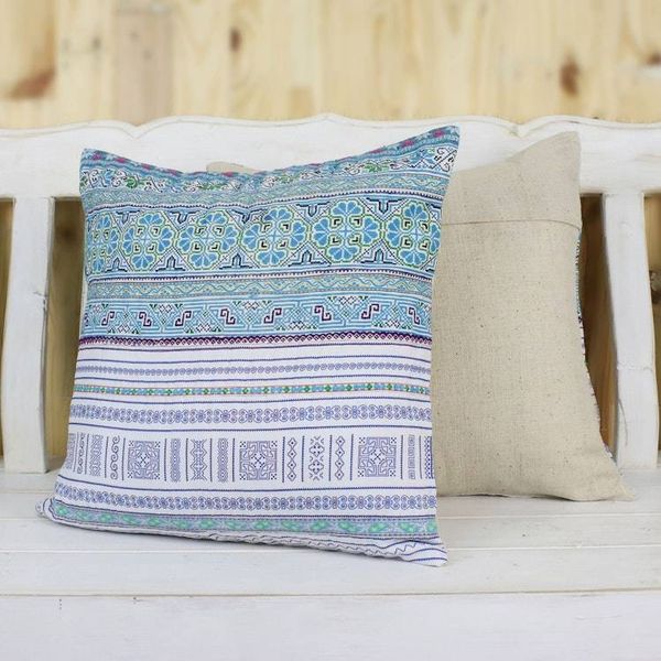Alternate image for Cotton Blend Cushion Covers Woven by Hmong Artisans Pair Hmong Sky