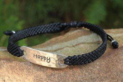 Alternate image for Hand Made Inspirational Macrame Bracelet Happy Desire