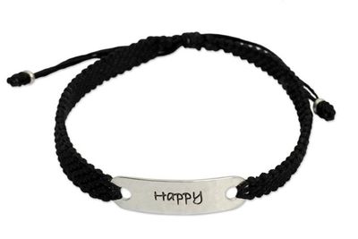 Alternate image for Hand Made Inspirational Macrame Bracelet Happy Desire