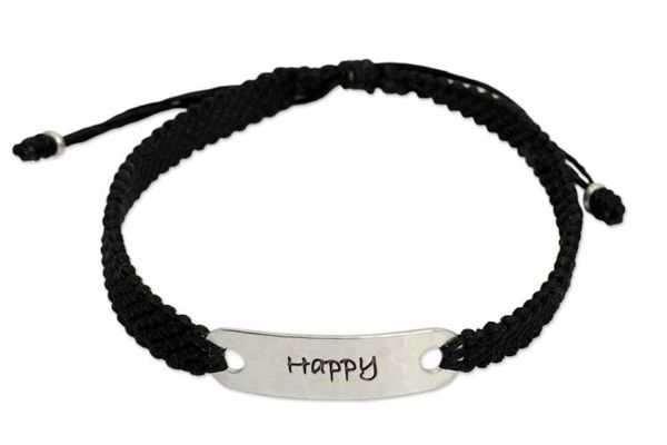 Alternate image for Hand Made Inspirational Macrame Bracelet Happy Desire