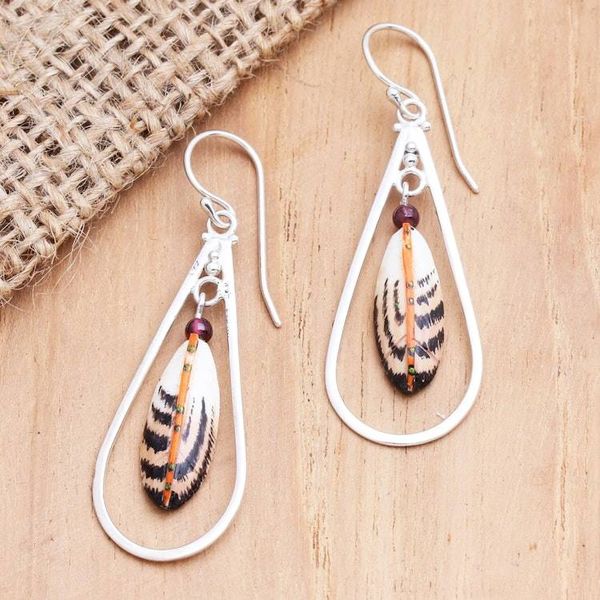 Alternate image for Sterling Silver and Garnet Dangle Earrings Pretty Plumage