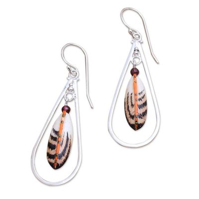 Alternate image for Sterling Silver and Garnet Dangle Earrings Pretty Plumage