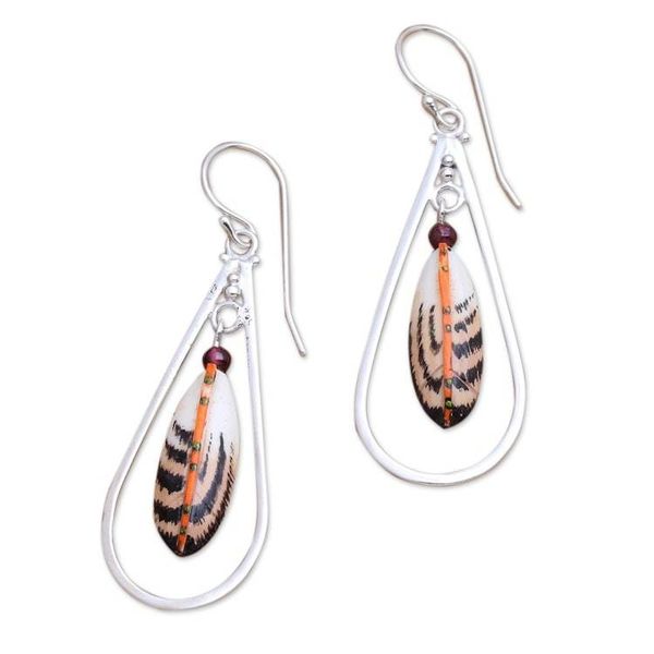 Alternate image for Sterling Silver and Garnet Dangle Earrings Pretty Plumage