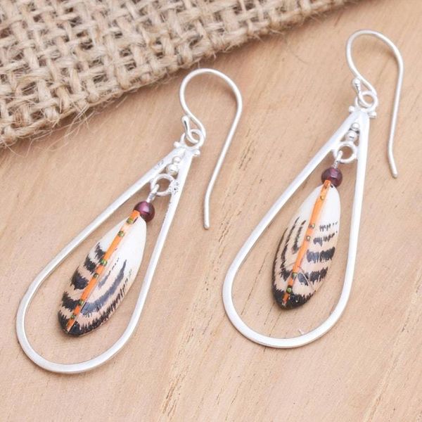 Alternate image for Sterling Silver and Garnet Dangle Earrings Pretty Plumage
