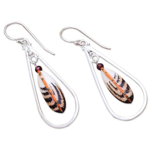 Alternate image for Sterling Silver and Garnet Dangle Earrings Pretty Plumage