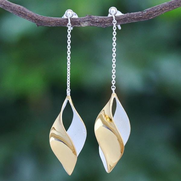 Alternate image for Gold-Accented Sterling Silver Dangle Earrings Twist and Shout
