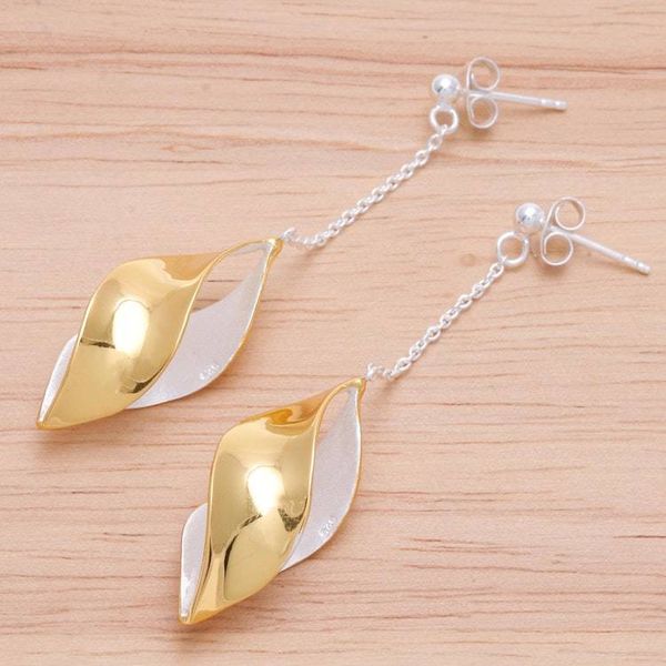 Alternate image for Gold-Accented Sterling Silver Dangle Earrings Twist and Shout