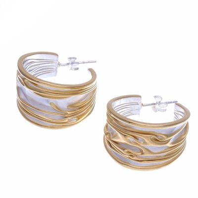 Alternate image for Gold-Accented Half-Hoop Earrings from Thailand Sworn Friends